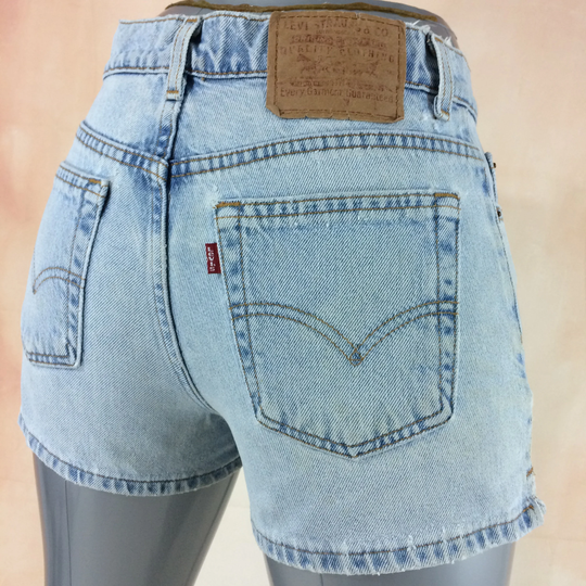 Size 28 Vintage Levis Shorts Jeans Mid Waisted Distressed Red Tab Light Wash Denim Waist 28"