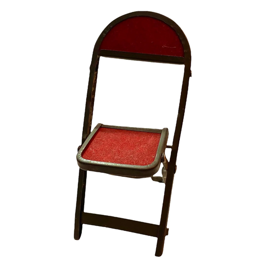 ⱽᴵᴺᵀᴬᴳᴱ 1Pc Miniature Folding Chair Vintage Salesman Sample Doll Furniture Metal + Felt Retro Office Ultra Rare