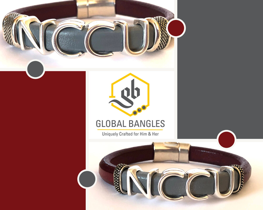 North Carolina Central University - Nccu Nc Leather Bracelet Eagles Jewelry Maroon Grey Hbcu Gift Alumni