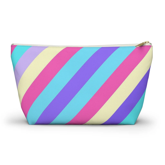 Pastel Stripes Pouch, Cosmetic Bag, Pencil Case