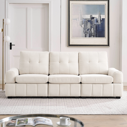 Upholstered Tufted Sofa with Big Storage 93"