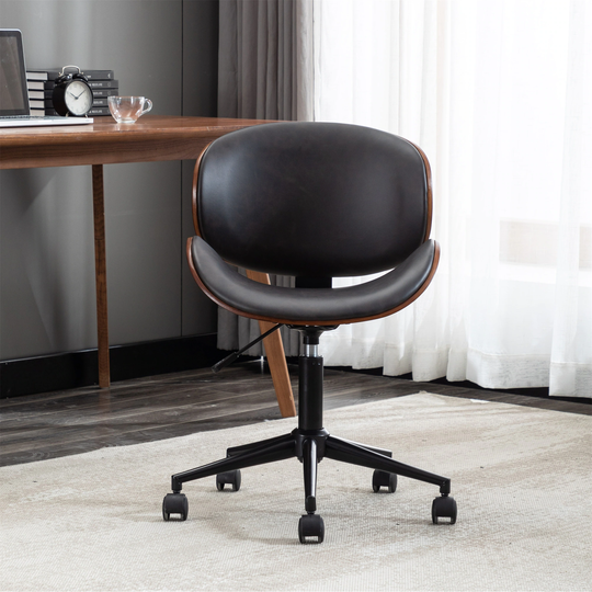 Bentwood Adjustable Office Chair PU Leather Upholstery