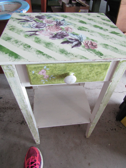 Vintage Chic Oak Table, Coffee End Painted Farm Table