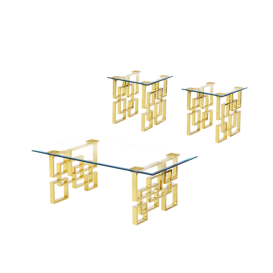 Best Quality Furniture 3-Piece Coffee Table Set with Two End Tables