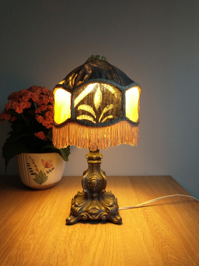 Classic Silver Table Lamp, Rococo, Ornament, Night Light, Vintage