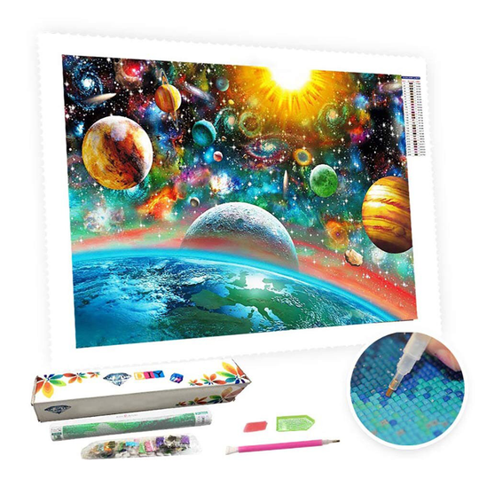 5D Diy Square Round Diamond Painting Kit Full Drill-Solar System Planets-Diy By Number Rhinestone Pasted For Home Wall Decor