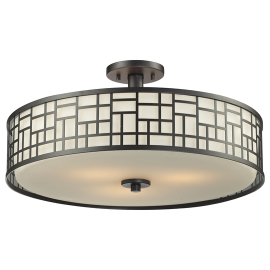 Avery Home Lighting Elea 3-light 20.5-inch Bronze Semi-flush Ceiling Mount with Matte Opal Glass
