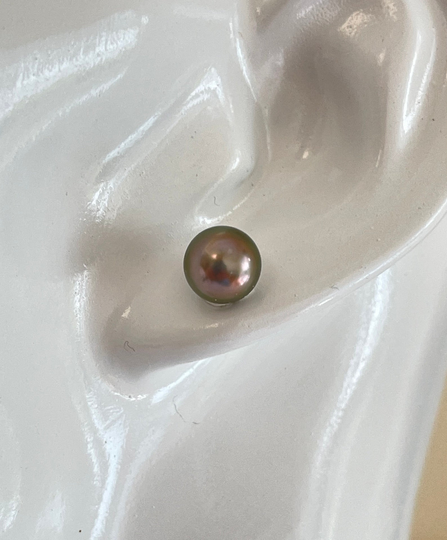 Rocket Color Collection Incredible Vivid Natural Misty Rose 9mm Tahitian Cultured Pearl Stud Earrings With Backing Of Your Choice