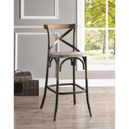 Set of 1 Zaire Bar Chair in Antique Red Antique, Brown