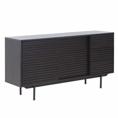 Mid Century Wood Walnut Storage Sideboard,Buffet Table,TV Stand With 3 Drawers And Sliding Doors