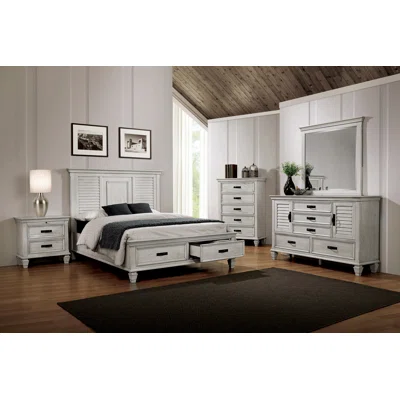 Capistrano Antique White 4-Piece Storage Bedroom Set With 2 Nightstands And Chest
