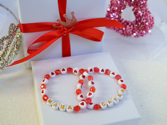 Valentine Mama & Baby Bracelet, Personalized Sparkle Girls Gift For Girls, Mother Daughter, Best Friends, Kids Gift