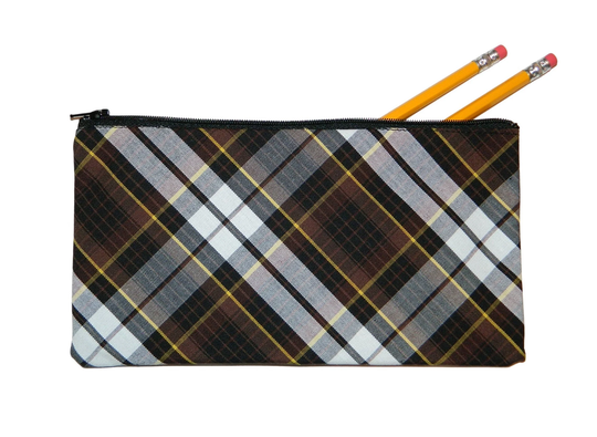 Brown & White Plaid Pencil Case - 71, School Backpack, Backpacks, Plaid, St Timothy Chantilly, Hair Bows