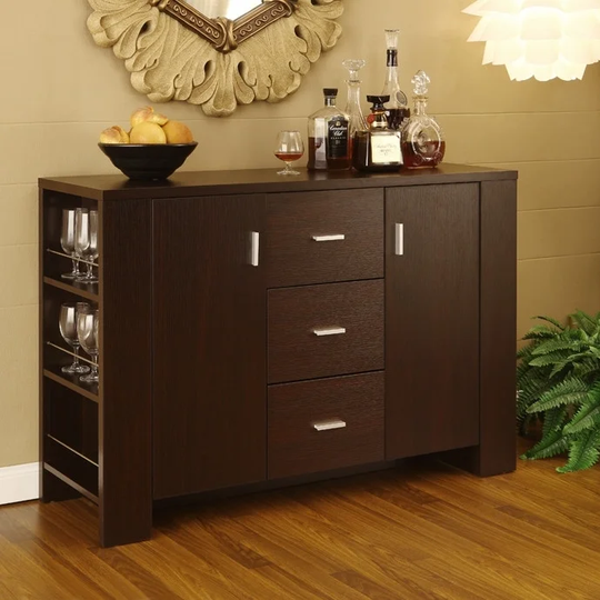 Modern Dining Buffet Sideboard Server in Cappuccino Finish - 48"W x 11.5"D x 33"H
