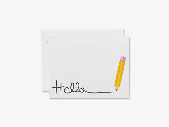 Pencil Teacher Flat Notecards [Set Of 8] | A Note From Stationary Hello Notes Graduation Gift