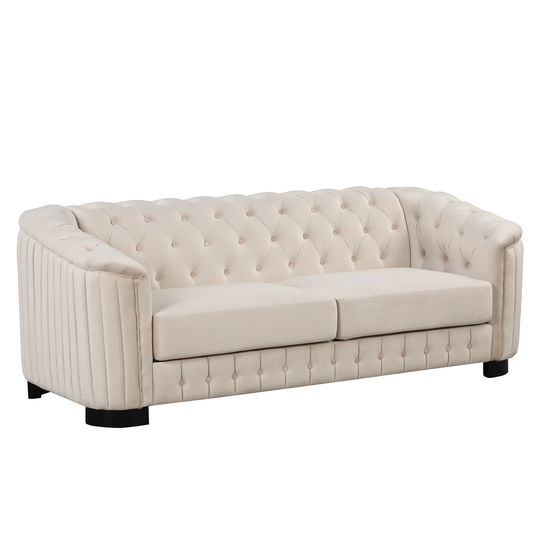 82" Mid Century Modern 3-Seater Sofa, Velvet Upholstered Sofa Couch with Thick Removable Seat Cushion for Living Room