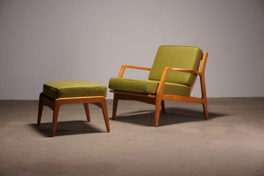 Lawrence Peabody Danish Lounge Chair + Ottoman By Selig