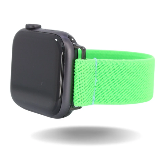 Elastic Watch Band For Apple - All Series | Models 1 8, Se, Ultra Thin Neon Lime Green | Handmade Stretchy Comfy Strap