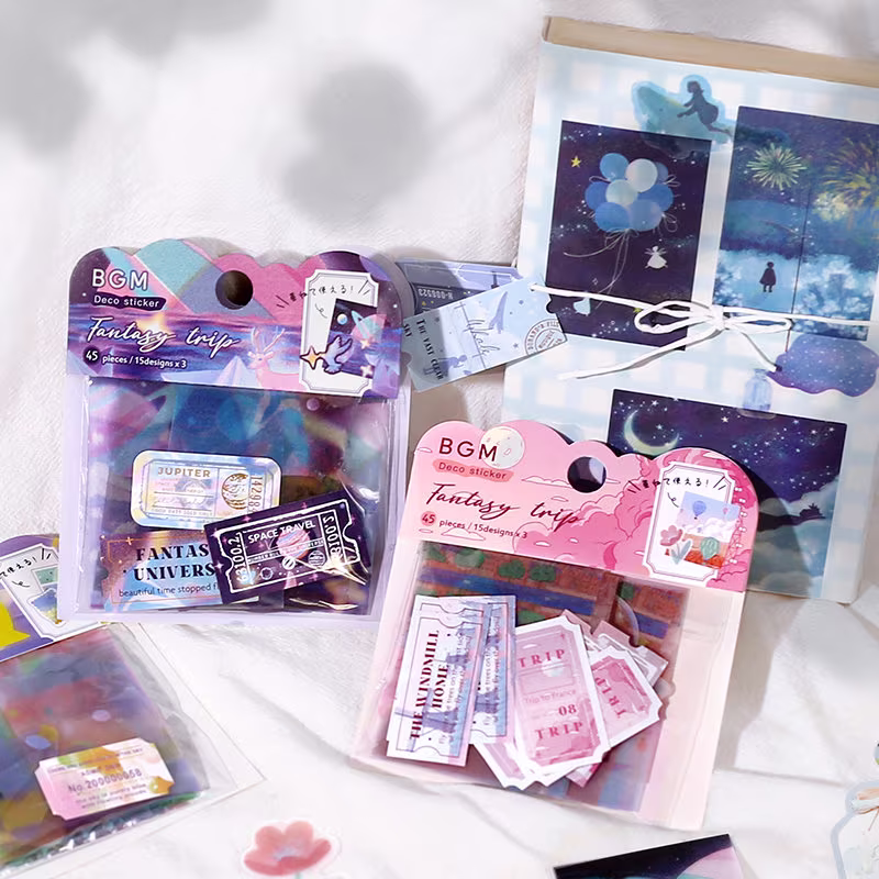 Bgm Phantom Journey Tracing Paper Seals | Dream Sky, Spirit, Sengo, Resort Trip Planner, Scrapbook, Journal Sticker & Seal