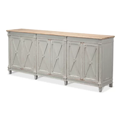 Monarda 96" Wide Pine Wood Sideboard