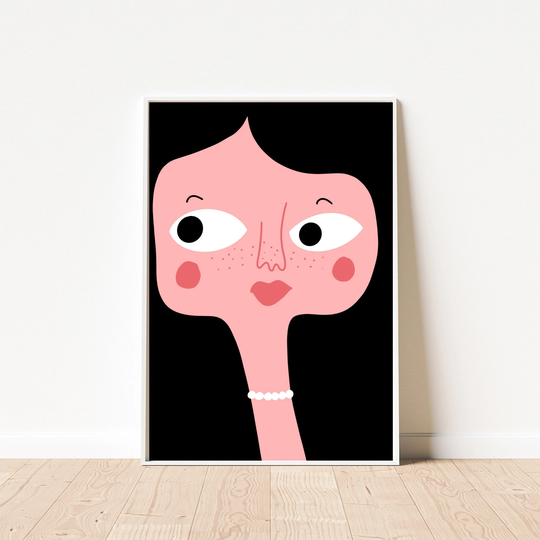 Janine Poster | Colorful Cartoon Style Art, Maximalist, Eclectic, Eccentric, Fun, Colorful, Kids Room Poster, Eclectic Art
