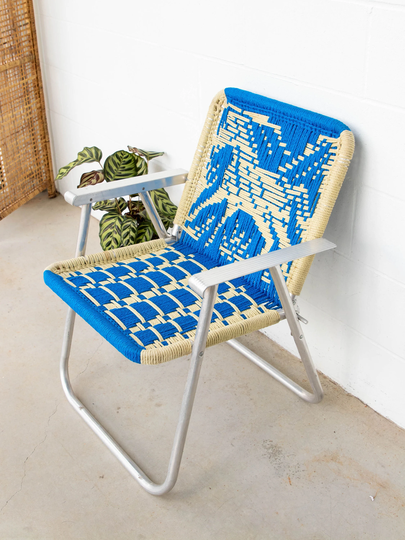 Retro Macramé Woven Folding Lawn Chair