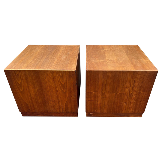 Pair Of Mid Century Walnut Cube Tables