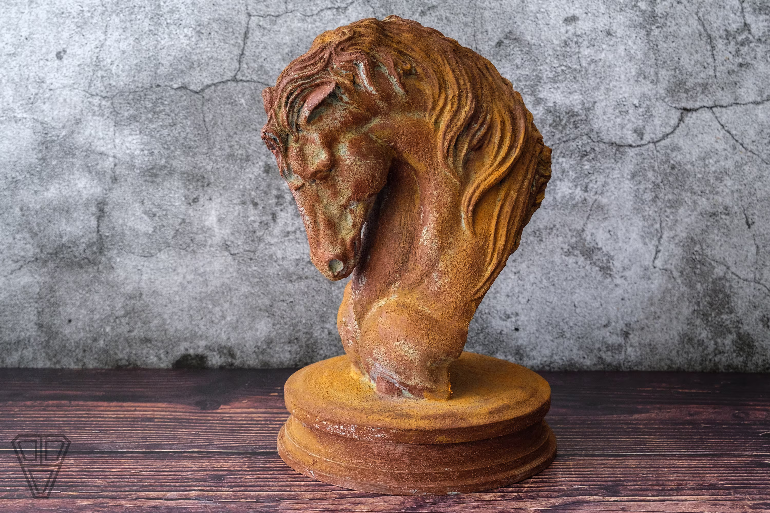 Rusty Horse Statue | Head Sculpture Figurine Rust Covered Head