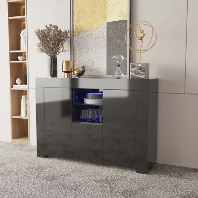 Black Wood Sideboard With LED Light