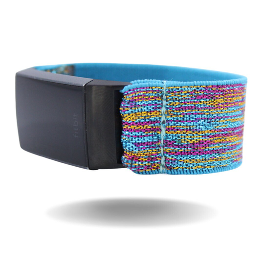 Elastic Fitbit Charge Watch Band - Fits 3/3Se & 4 4Se Blue Confetti Glitter Sparkly Boho