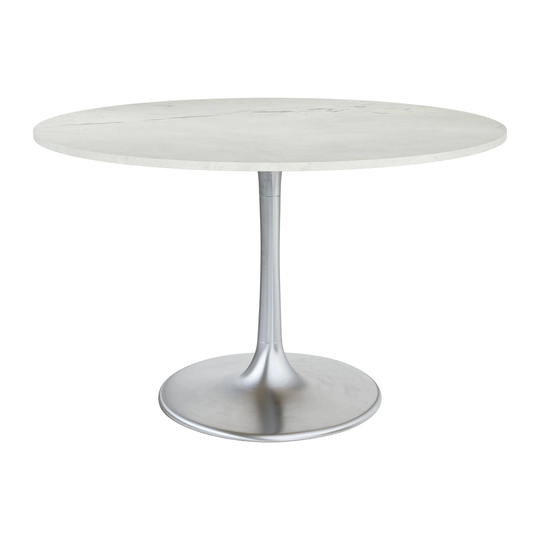 Declaration Dining Table 48" White & Silver