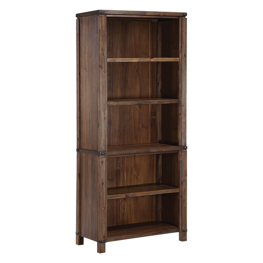 OS Home & Office Furniture Five Shelf Bookcase in Brushed Walnut Wood Veneer