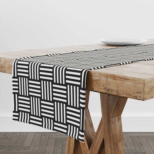 Table Runner Black & White Geometric | Unique Design Decor High Quality Textile Print Made in Eu