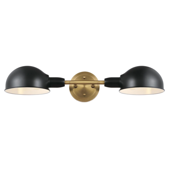 Westinghouse Lighting Langhorne Two Light Wall Fixture, Matte Black and Brushed Brass Finish - 2-Light