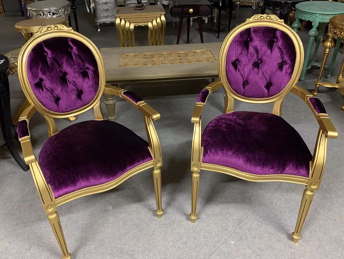 Pair Of Lathe Carved Arm Chairs - Set Armchairs Gilded