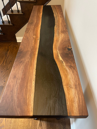 Custom Console Resin River Table | Personalized Live Edge Sofa