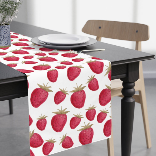 strawberry Table Runner, Decor, Red Summer Housewarming Gift, Tablecloth