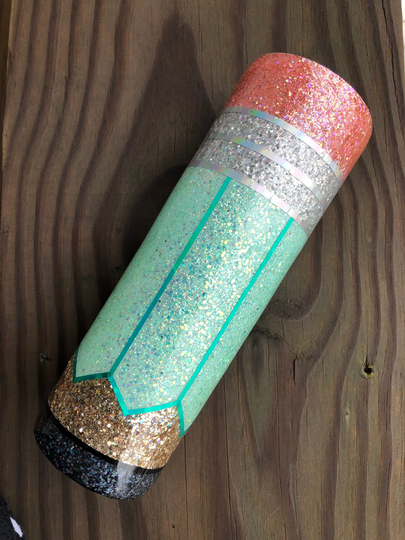 Light Green Teacher Pencil Glitter Tumbler | Teacher Appreciation