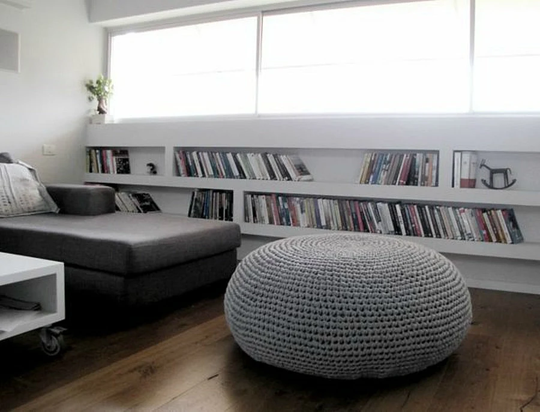 Giant Round Ottoman Pouf, Extra Large Knitted Pouffe, Oversized Bean Bag Chair, Modern Wedding Gift