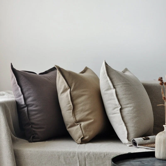 Cotton & Linen Sofa Waist Pillow | Farmhouse Bedside Linen Throw Pillow Covers Living Room Cushion Square Couch Cover