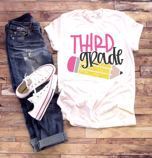 Third Grade Shirt | School Shirt First Day Of School 3rd Little Girl Pencil Going Into