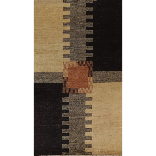 Vegetable Dye Multi-Colored Gabbeh Area Rug Hand-knotted Wool Carpet - 6'6" x 9'10"