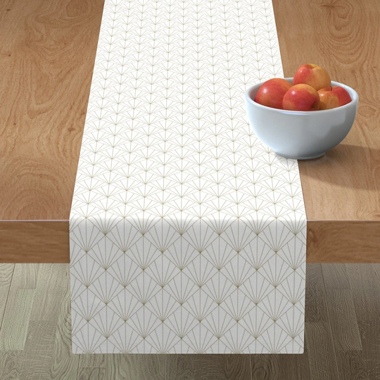 Glamorous 1920S Table Runner - Sun Burst Gold On White By Anvil Studio Faux Look Geometric Cotton Sateen Spoonflower