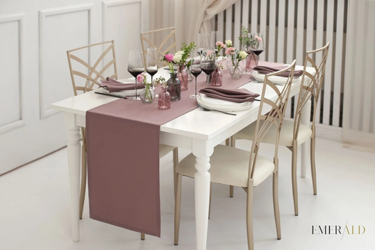 Dark Dusty Rose - Table Runner & Napkins Handmade Set Decor