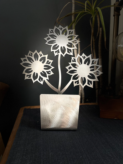 Metal Sunflowers | Flower Vase Art Table Top Decor Floral Gifts Plant Lover Industrial Unique Gift Forever