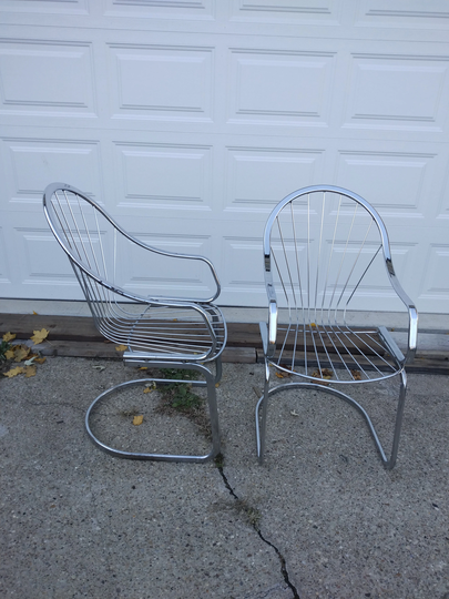 Vintage Set Of 2 Chrome Cantilever Dining Chairs