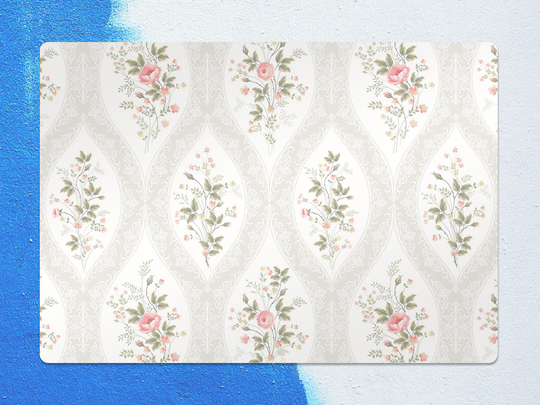 Vintage Bouquet Chair Mat, Beige Protective Green Splat Floral Vinyl Floor Office Decor, Decorative Kids Room Rug