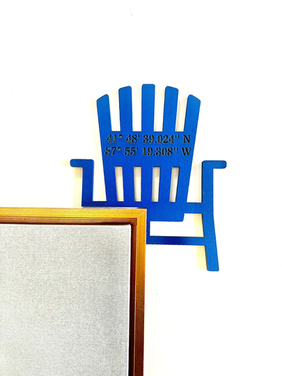 Adirondack Chair Welcome Sign With Coordinates, Family Name Sign, Personalized Lake House Door Corner