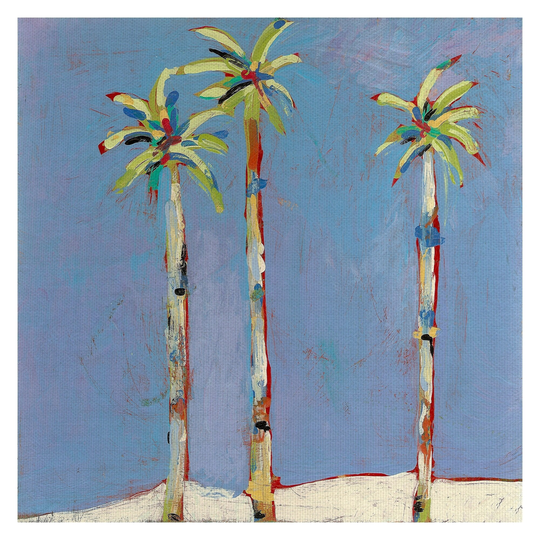 Masterpiece Art Gallery Three Palms by Jan Weiss Canvas Art Print - Multi-color