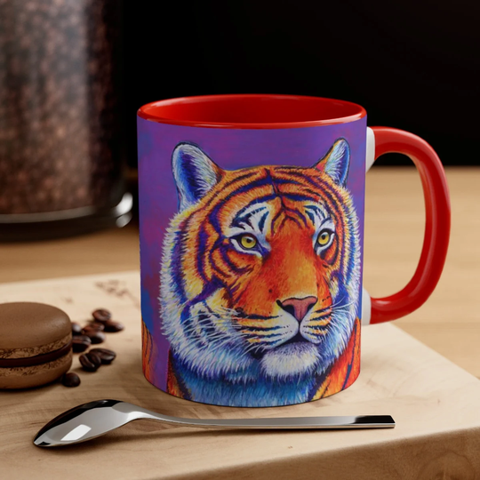 Colorful Rainbow Bengal Tiger Wild Feline Pop Art Accent Coffee Mug 11Oz 15Oz
